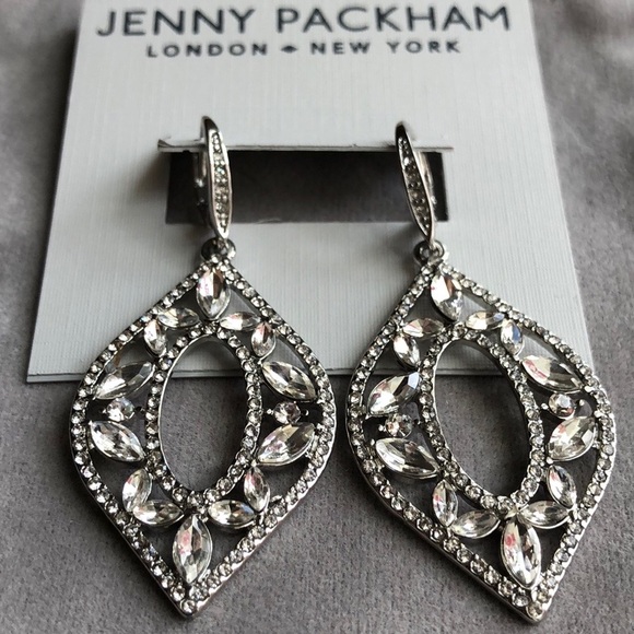 JENNY PACKMAN SILVER CRYSTAL CHANDELIER EARRINGS - Picture 4 of 13